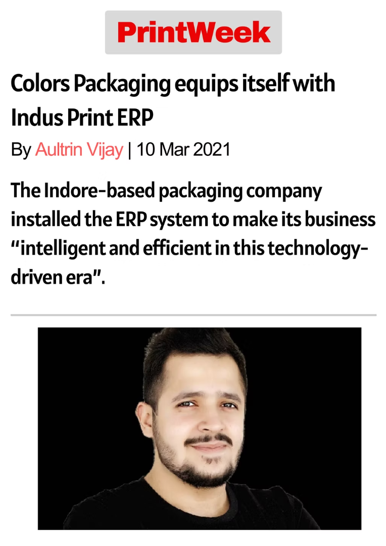 Colors Packaging equips itself with Indus Print ERP